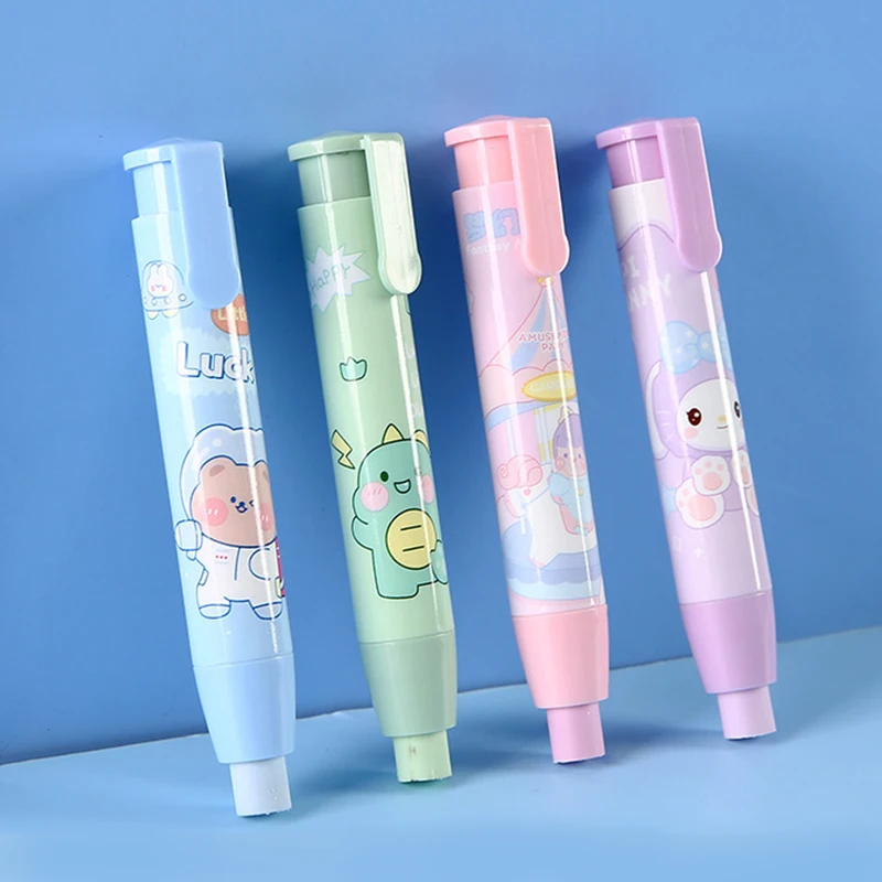 School Stationery Cartoon Custom School Refill Push Kawaii Pencils Eraser For Children