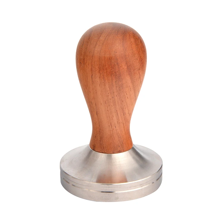 Custom Logo 51mm 53 mm 58mm stainless steel 304 Espresso accessories Coffee Tamper with wood handle