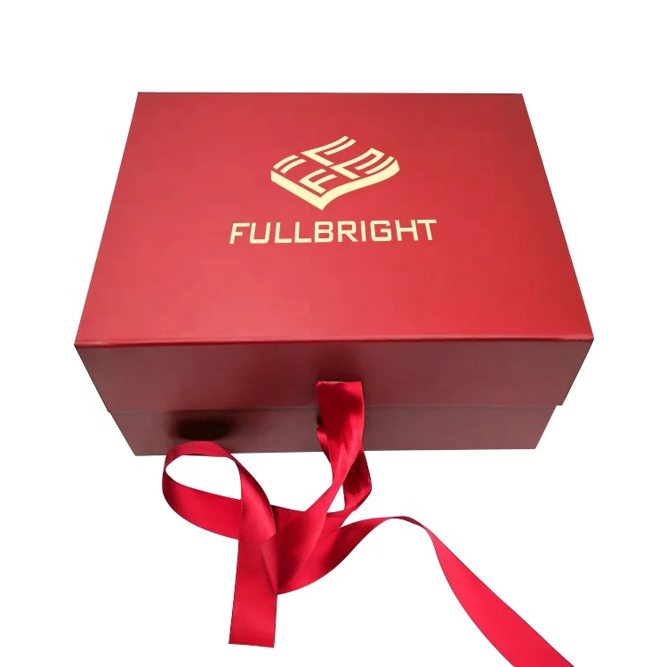 Sublimation Ribbon Magnetic Paper Boxes Luxury Gift Cardboard Folding Shoe Clothing Carton Packaging Box Customised Logo Red