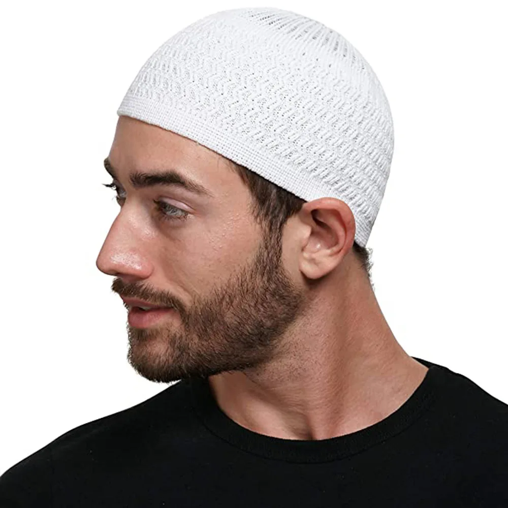 Islamic Ramadan Jewish Kippah Homme Hat Muslim Men Traditional Knitted Prayer Hat Arabic Islamic Clothes Musulman Cap