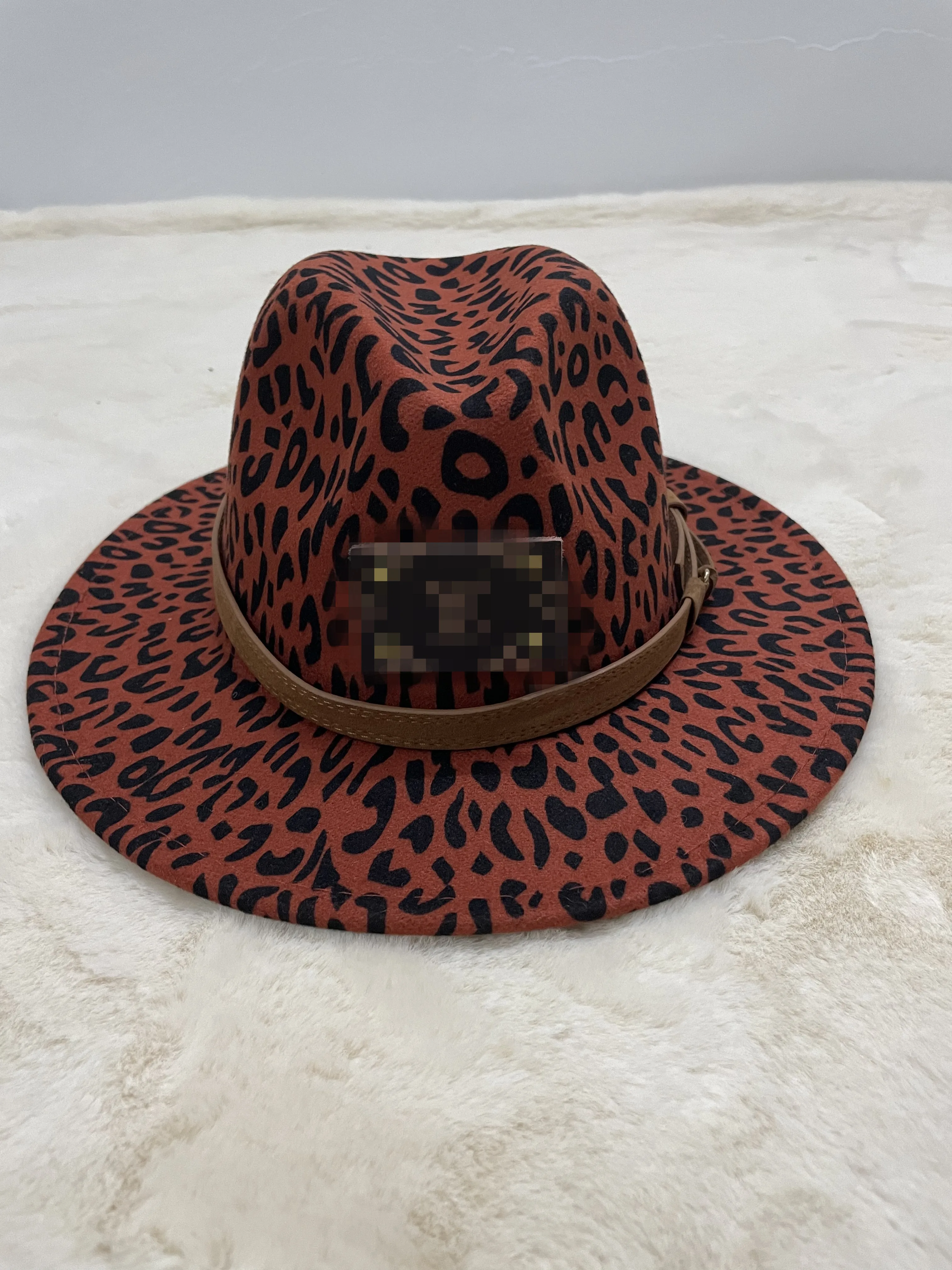 Новая Стильная осенне-зимняя Классическая джазовая шляпа с большими широкими полями и леопардовым принтом, мужская и женская шляпа, шляпы-федоры