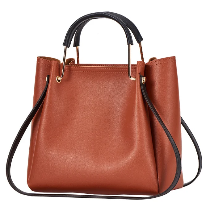 Wholesale PU Leather Shoulder Bag  Leather Tote Bag Pink Tote Bucket Bag Large Capacity Casual Work