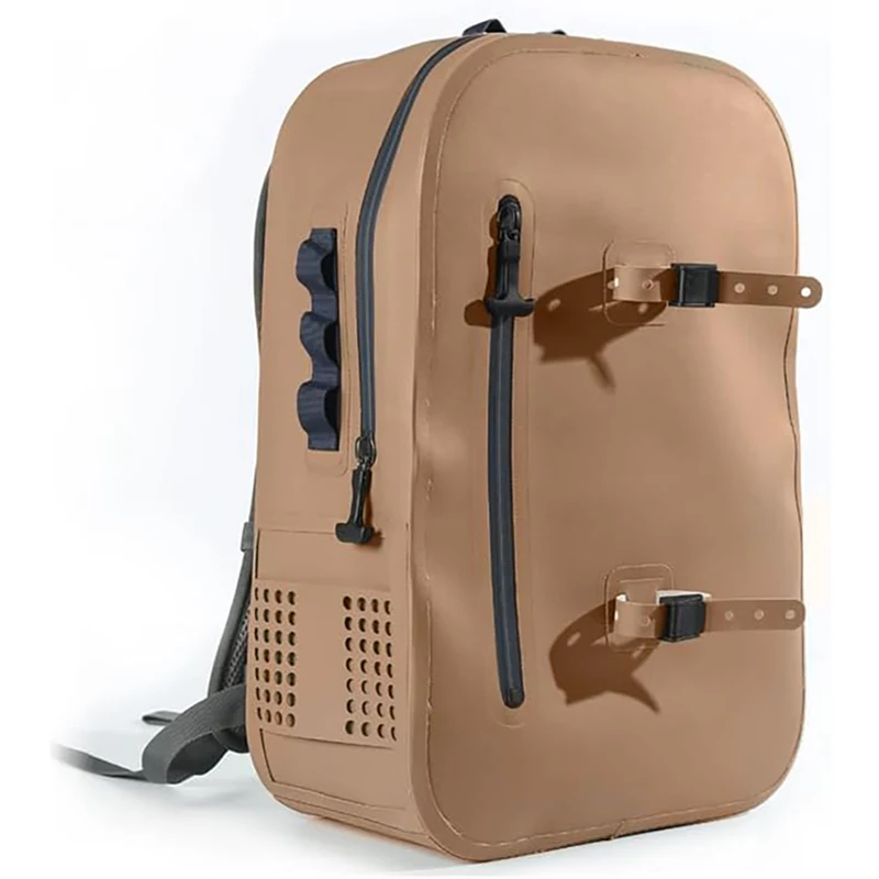 Lightweight 28L PTU Waterproof Fishing Backpack Packet Airtight Zipper Closure For Fly Fishing