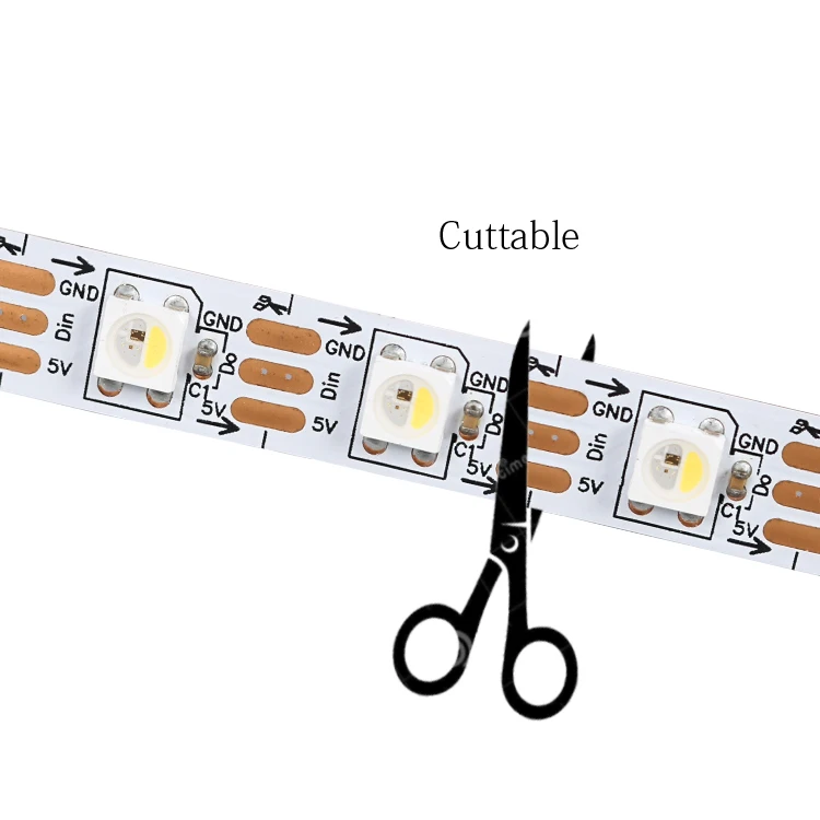 cutting addressable sk6812 ws2812b rgbw rgbcw programmable built-in ic chip smart pixel led strip tape