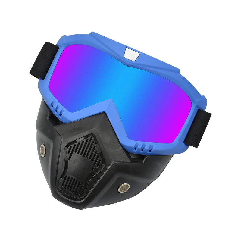 Color RTS Detachable Protect Padding Motorcycle Goggles Mask with Removable Face Mask Mouth Motocross