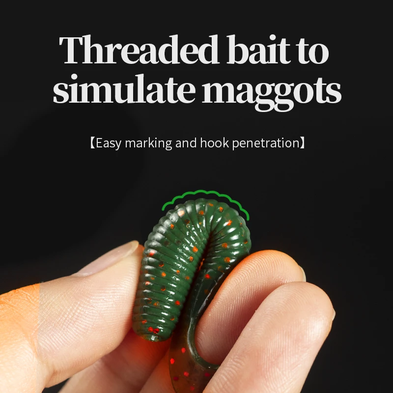 LINNHUE 60/65mm Long Invincible Curly Tail Soft Lures Plastic Lifelike Earthworm Grub Worm Fishing Lures Baits