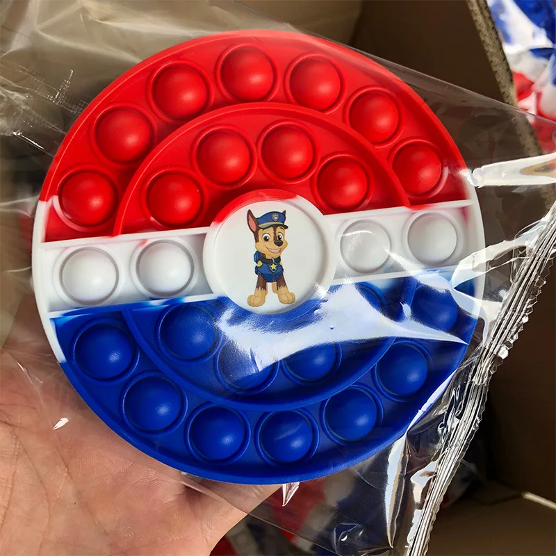 Kids Offset Printing Animated Character Paw Patriol Dogs Popit Push Bubble Fidget Sensory Toy Decompression Game Toy