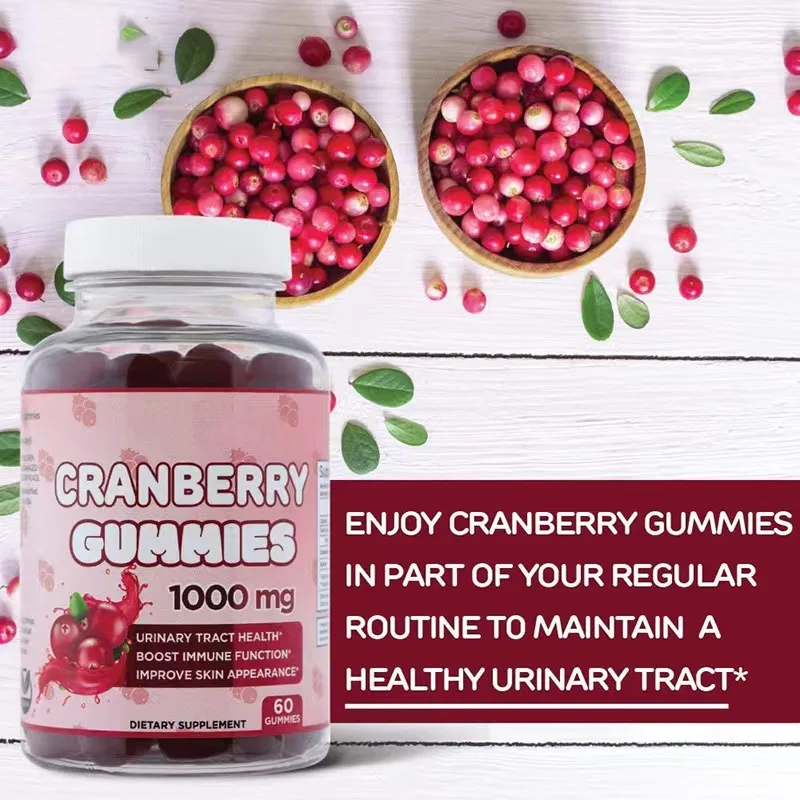 Natural Cranberry Gummies Urinary Tract Health Vegan Cranberry Gummy Organic Cranberry Extract Gummies