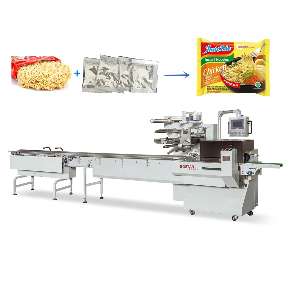 BOSTAR automatic horizontal pillow instant noodles packing machine noodle making machine