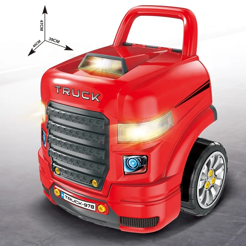 Kids Mechanic Repair Set Large Truck Engine Toy Take Apart Motor Vehicle Pretend Play Car Service Station Assembly Workshop Toy