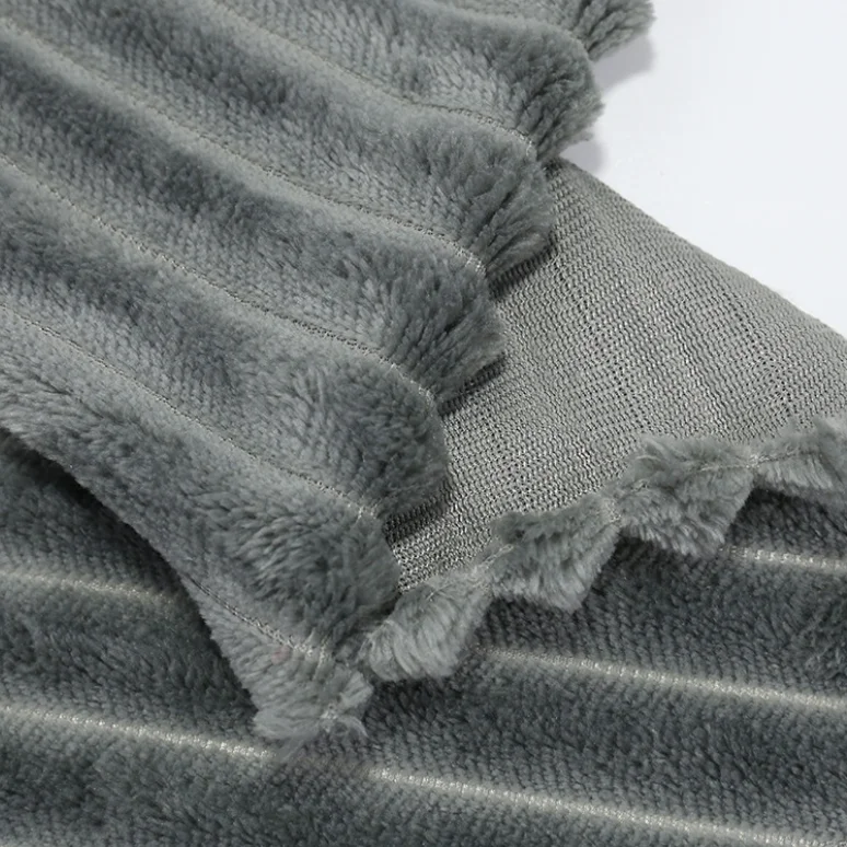 Жаккардовый шерпа, домашний текстиль, плюшевое Флисовое одеяло в полоску, фланелевое одеяло, 100% полиэстер, фланелевая флисовая ткань