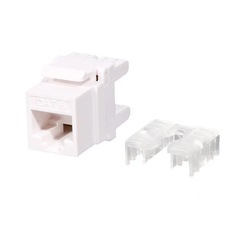 White RJ45 180 Degree UTP Short Body CAT6 8P8C Krone 110 Type Modular Network Keystone Jack
