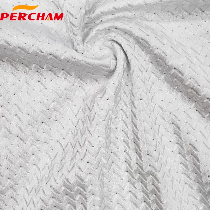 Polyester spandex luminous elastic jacquard breathable mesh quick drying sports cloth fabric for cycling jersey
