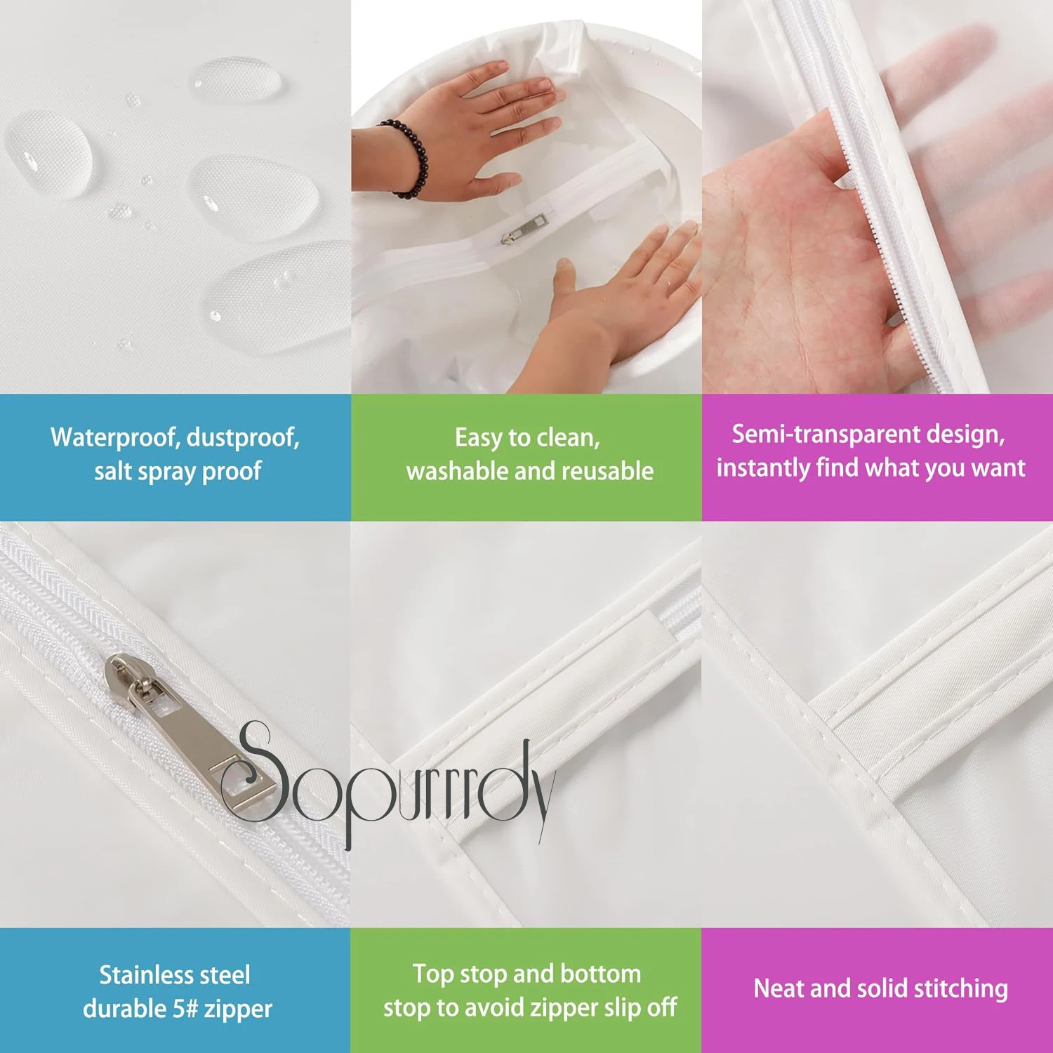 Custom Logo PVC Dust Proof Clear Garment Bags Translucent Suit Bags With Full-Length Zipper For Closet Clothes Storage