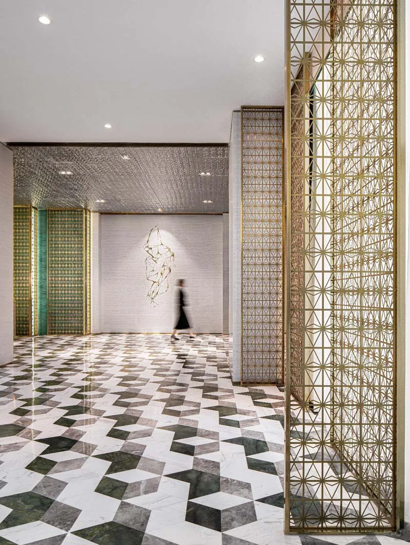 Titanium gold stainless steel design decorative wall partitions for Hotel lobby