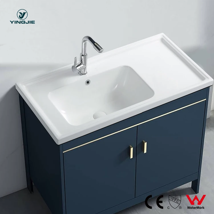 square shape handmade bathroom sinks White color ceramic cabinet table top vanity basin