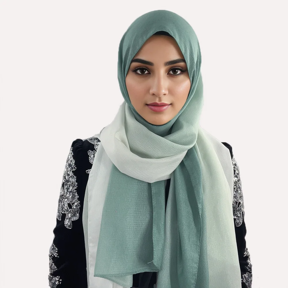 Zifeng OEM 2024 Wholesale Malaysia Fashion New Silk Feel Gradient Color Fashion Hijab Scarf
