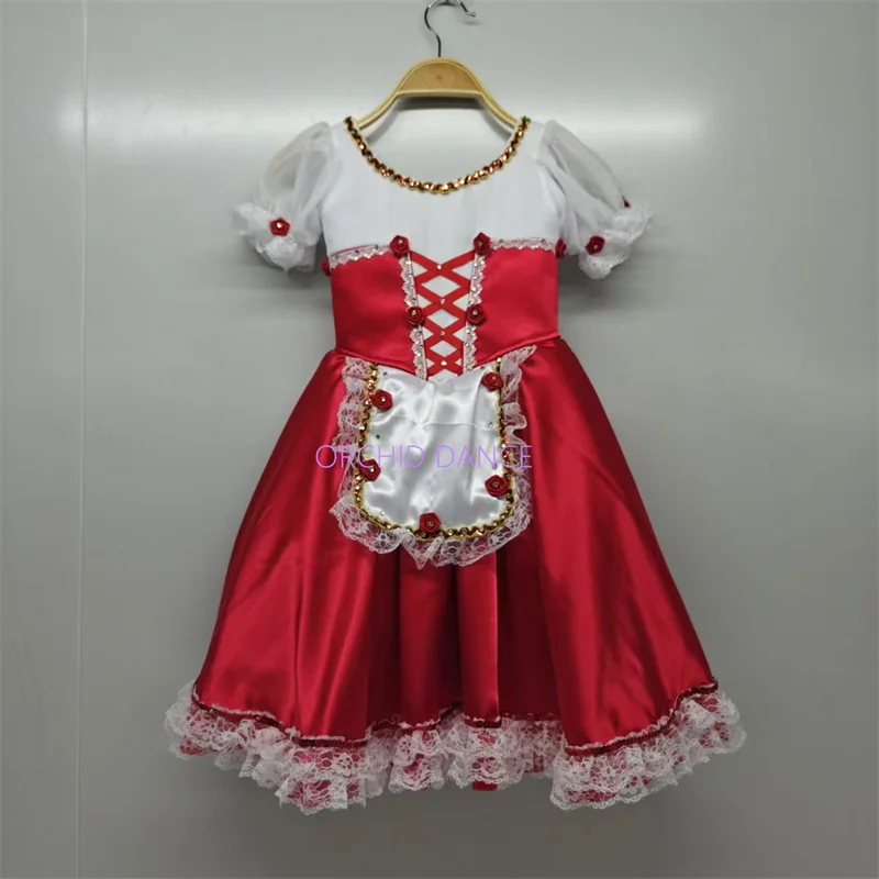 Hot selling fashion 5 Layers Red Performance Adult  Kids Girls  long dress stage performance Professional costumes Ballet Tutus