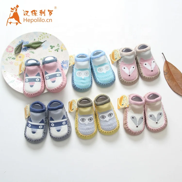 Custom Cartoon Cute Design Baby Girl Organic Cotton Rubber Bottom Baby Socks Kids Sock Shoes Non slip for Baby Boy