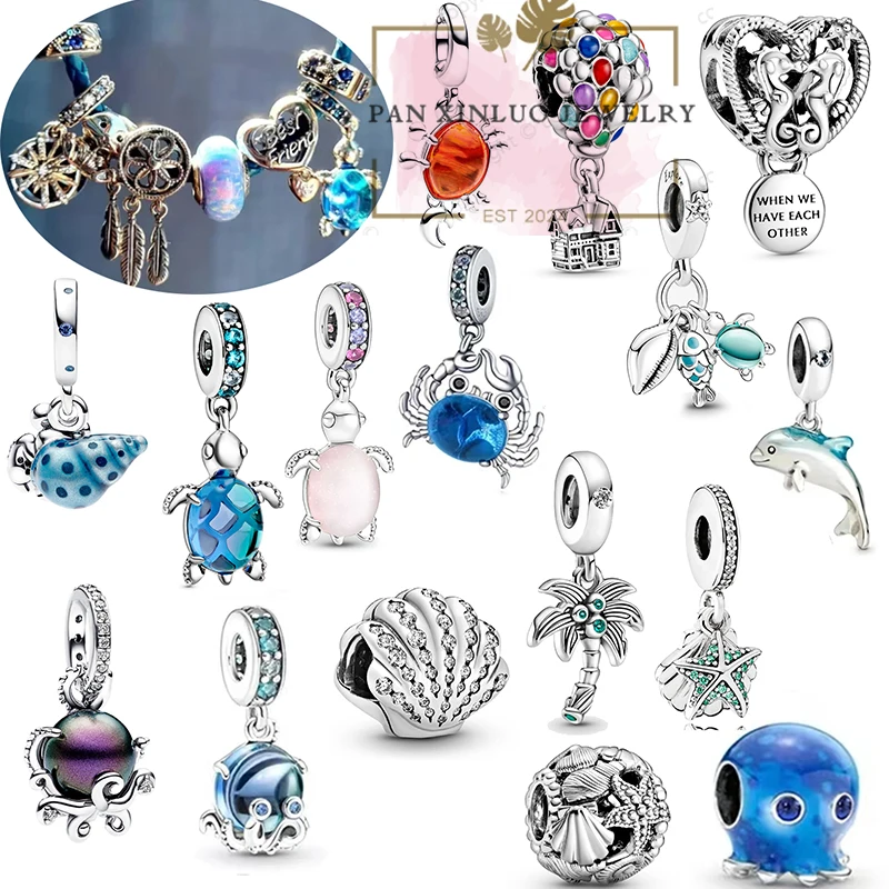 High Quality 925 Silver Summer Ocean Series Turtle And Crab Charm Beads Suitable For Original iPandorars Bracelet Ladies Jewelry