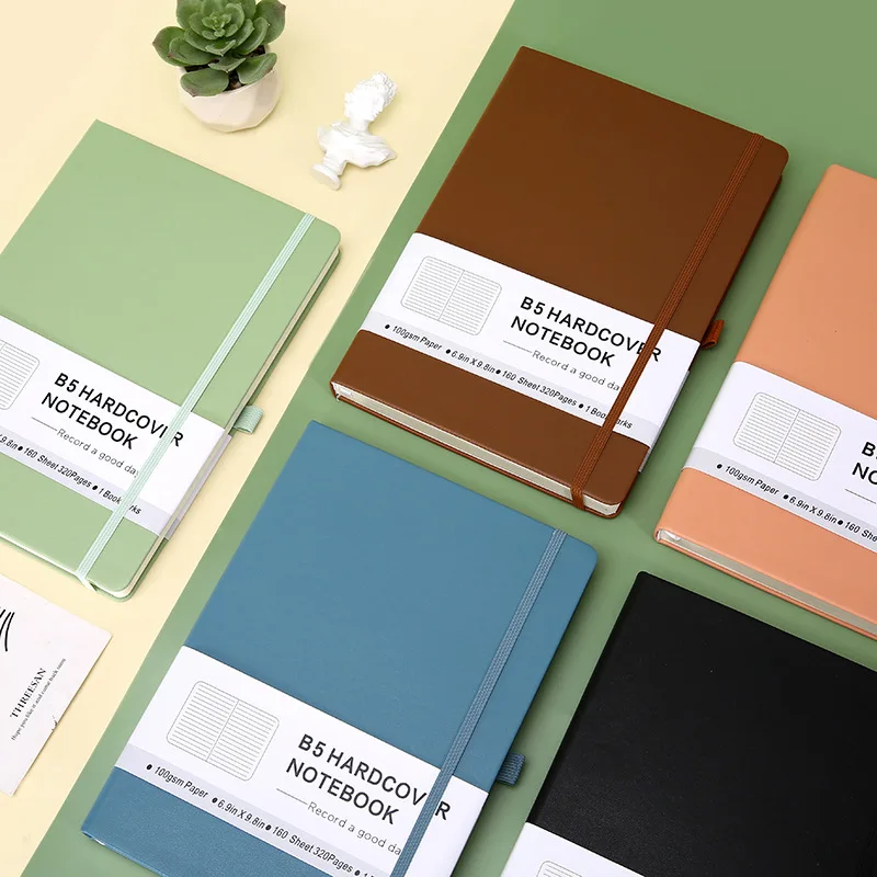 OEM Factory Custom Logo A5 B5 White Conference Learning Pu Leather Notebook for Business Promotion