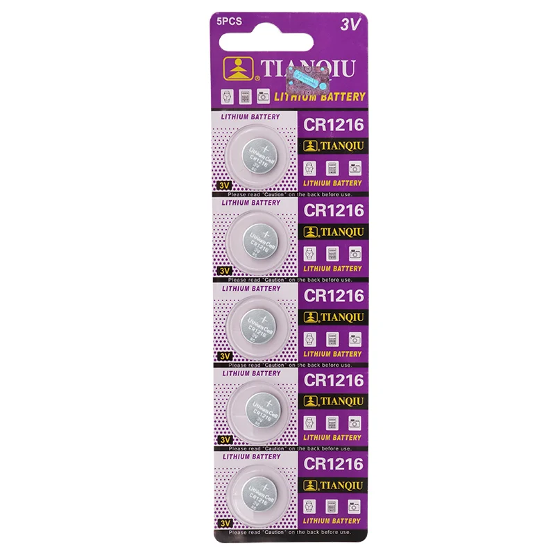 5pcs/pack CR1216 Button Batteries DL1216 BR1216 Cell Coin Lithium Battery 3V CR 1216 5034LC for Watch Electronic Toy Remote