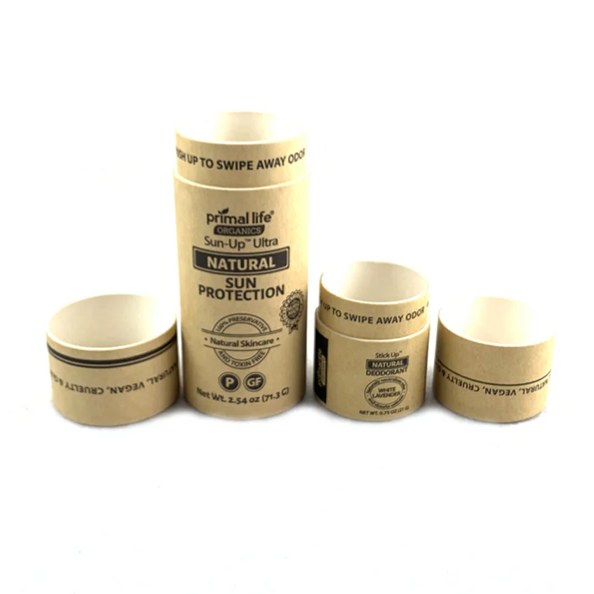 Eco Friendly Cardboard Push Up lip gloss containers tube Deodorant Containers kraft paper tube Lip Balm Paper Packaging Tube