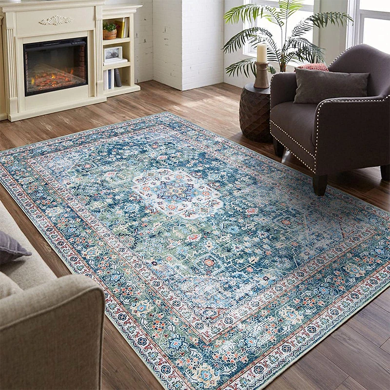 Factory large size anti slip persian rug sofa living room bedside polyester machine washable area rug floor mats