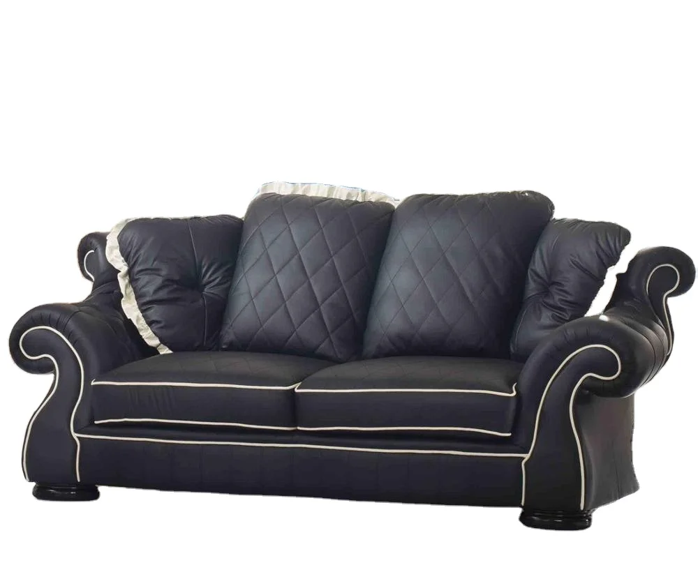 Antique sofa set furniture elegant leather living room sofa office leather set villa 3 seater luxury sofa set