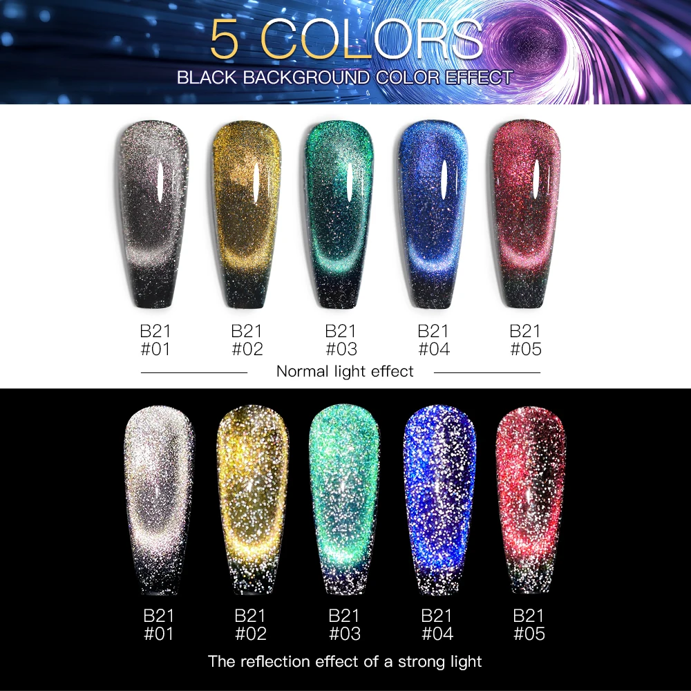 AS Wholesale Price 9D Reflective Dynamic 15ml Cat Magnetic Gel Nail Polish 2 Different Color Magnetic Effect Cateye Varnish