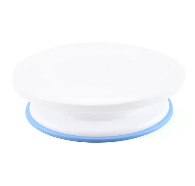 
11 Inch Rotating Cake Turntable with 2 Icing Spatula and 3 Icing Smoother Revolving Cake Stand White Baking Cake Decorating 