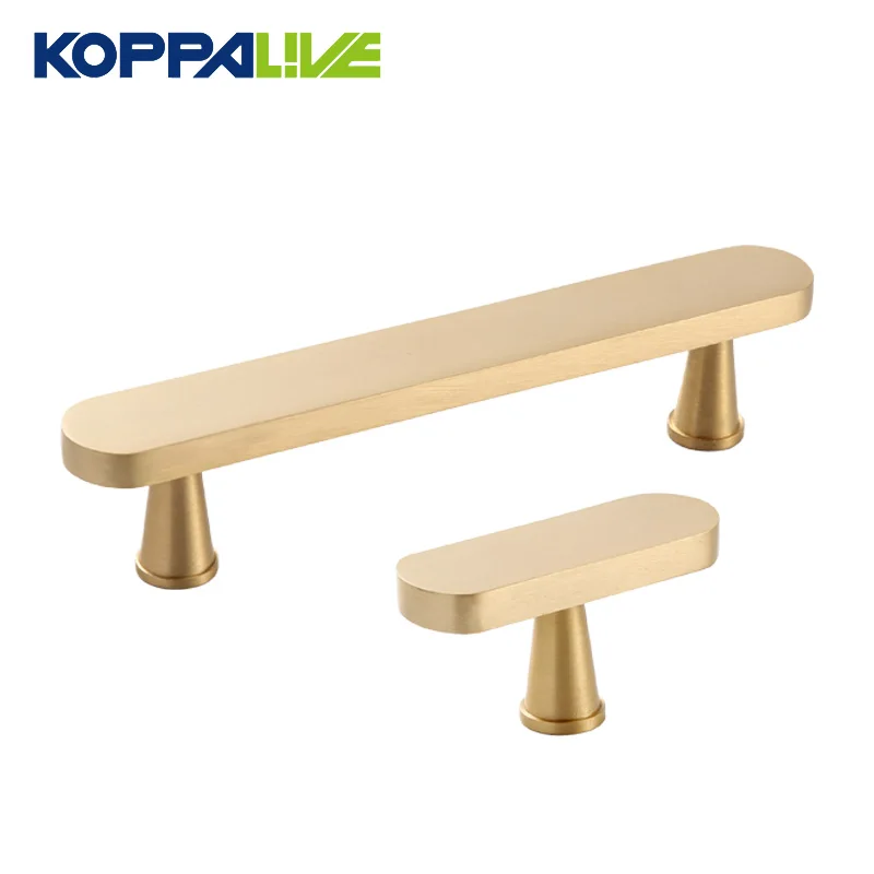 Koppalive Australia T-Shape Brushed Brass Furniture Handles Kitchen Cabinet Gold Luxurious Wardrobe Pulls Handle for Drawers