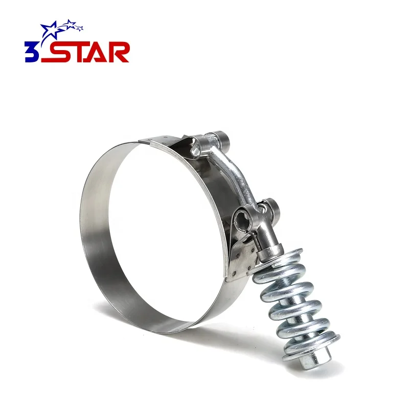 constant tension spring loaded T bolt automotive stainless steel hose clamp