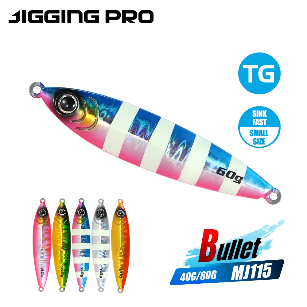 Jigging pro Fishing Jig Lure Pesca 40g 60g Saltwater Luminous Casting Tungsten Jig Lure For Trevally Sinking Fishing Lure