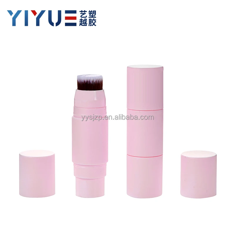 Empty Plastic Solid Blush Highlight Stick Container Dual Head Foundation Makeup 2 in 1 Contour Stick Tubes With Soft Brush
