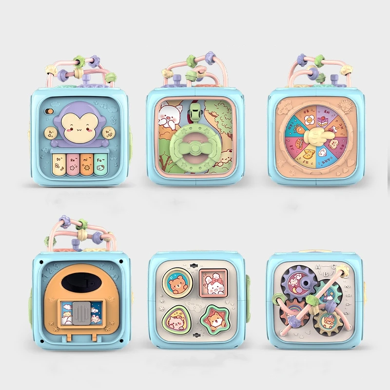 2024 hot sale 7 in 1 montessori sorter toy baby early educational toys silicone colorful multifunctional activity cube for baby