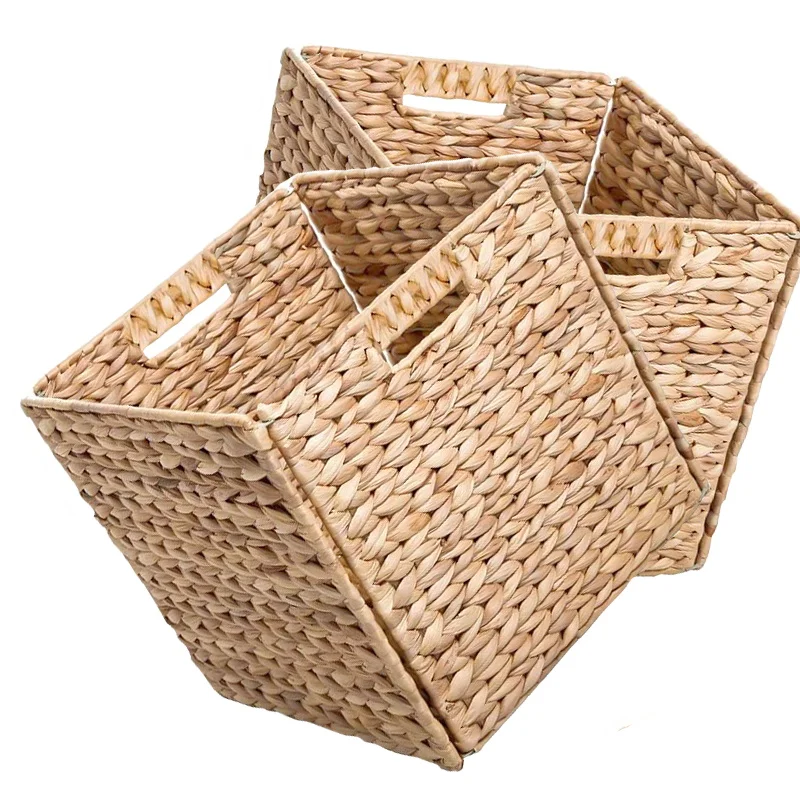 Best Price Folding Handwoven Vietnamese Handle Outdoor Square Washing Natural Bread Curver flower hanging  Rattan Basket