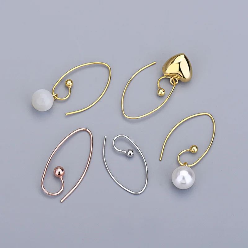 Wholesale Bead Head Geometry Earring Hooks Handmade Jewelry Accessories Gold Plated 925 Sterling Silver Drop Earrings
