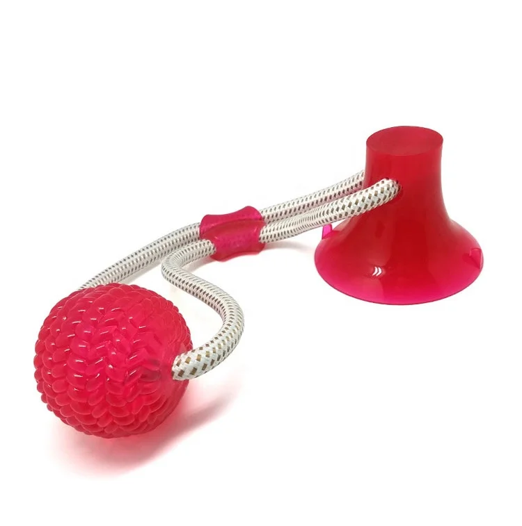 Amazon hot selling  teeth clean molar bite suction cup dog chew toy ball