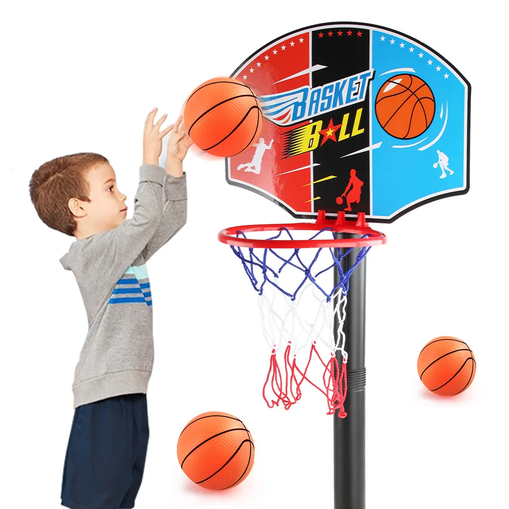 Kids Plastic Indoor Outdoor Exercise Basketball Hoops Toys Mini Height Adjustable Basketball Stand Toys