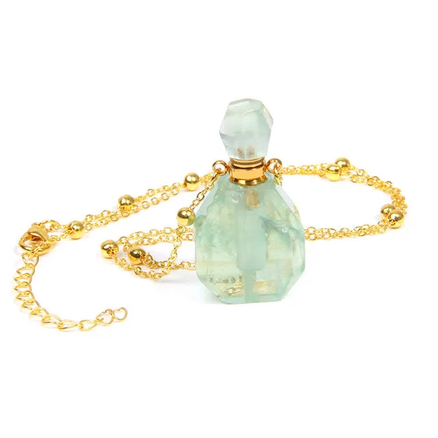 Zooying Colorful Tiger Eye Stone Amethyst Vase with Gold Plated Chain Necklace Crystal Healing