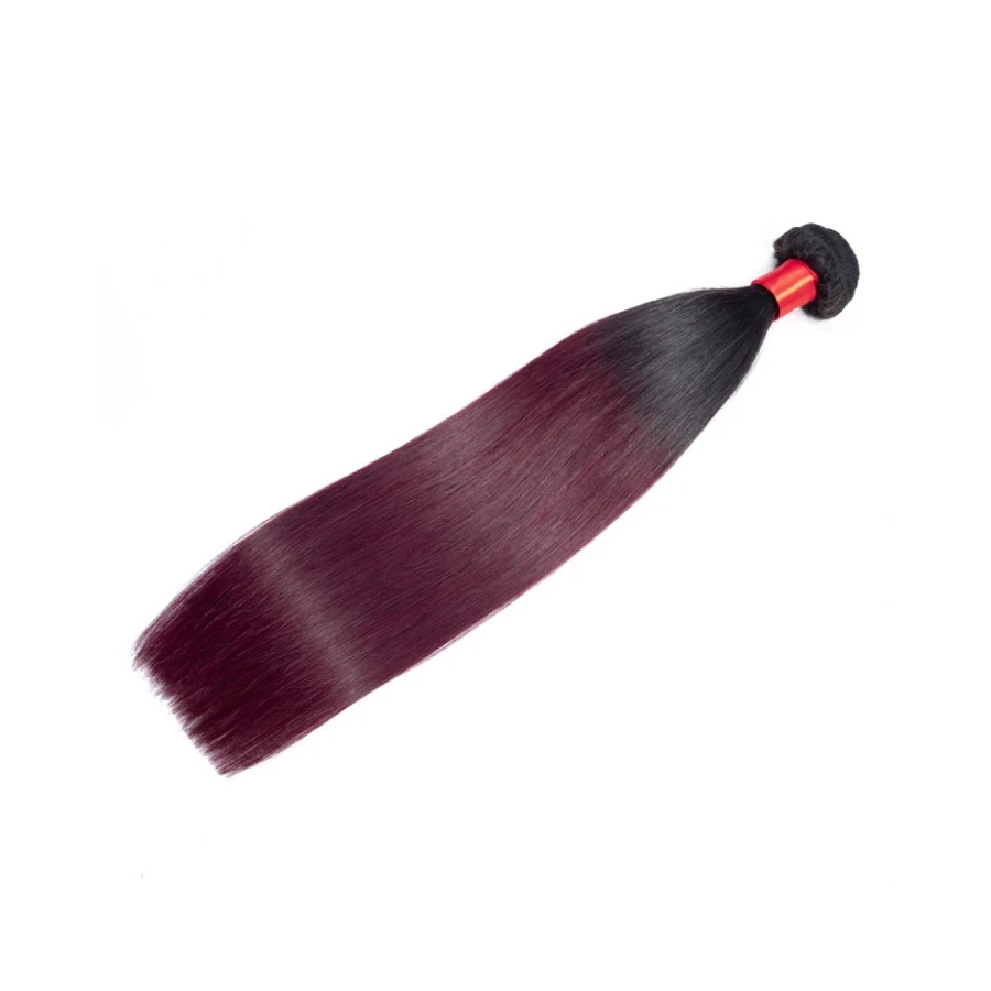 Factory Supply 100% Human Hair Dyed Wine Red Color 99J# Straight 18/28 Inch Hair Extensions Bundles for Women