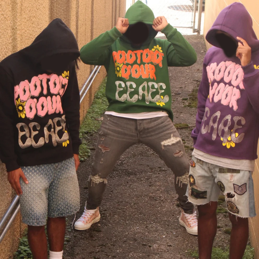 Manufacturers clothing custom heavy weight boxy 3d puff print 500 1000 gsm rhinestone puff print cropped hoodie men