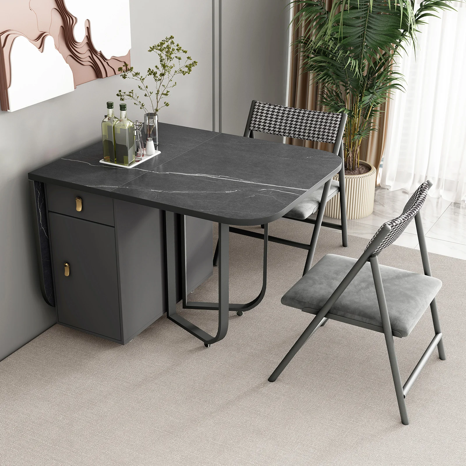 Factory Direct Sales Supply Nordic Fashion Slate Desktop Foldable Design Heat-Resistant Rock Flat Dining Table