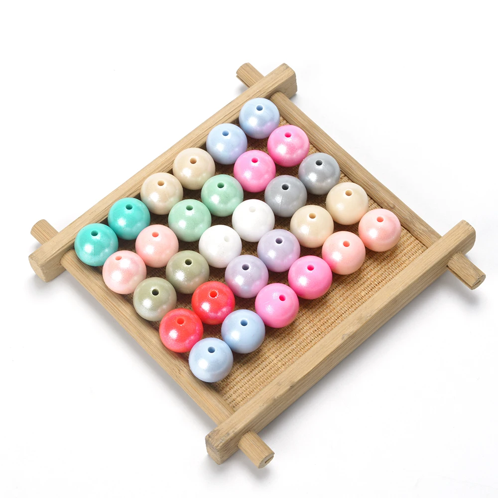 NEW 15mm Round Opal Bead Glossy Food Grade Silicone Shine Beads Bulk for Pens Bracelets