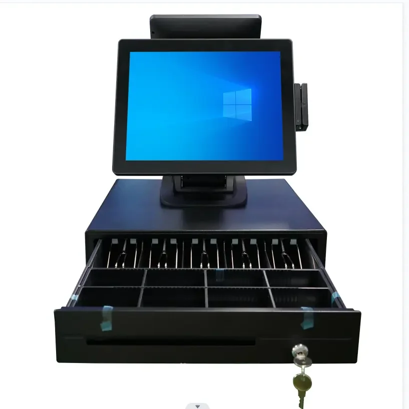Складной Caja регистратор 15 6 дюймов Windows 10 двойной сенсорный экран все в одном POS-система кассовый аппарат для ресторанного супермаркета