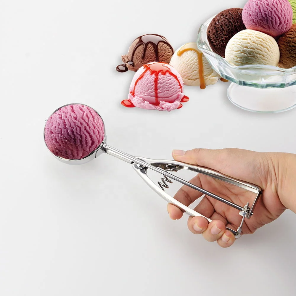 Wholesale food grade customized kitchen utensils 4cm metal stainless steel ice cream scoop