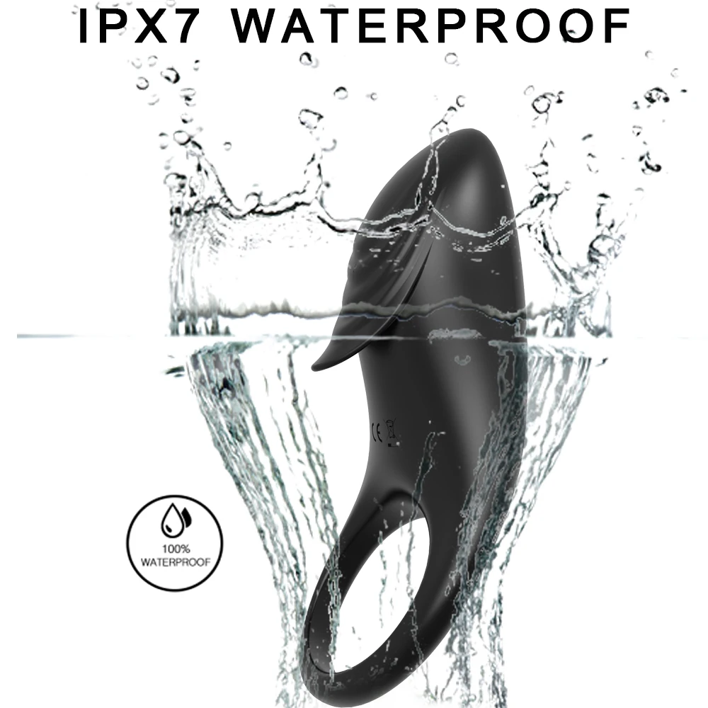 S-HANDE Silicone Clitoris Stimulate Penis Sleeve Tongue Vibrating Big Cock Ring Sex Toy For Man Couple