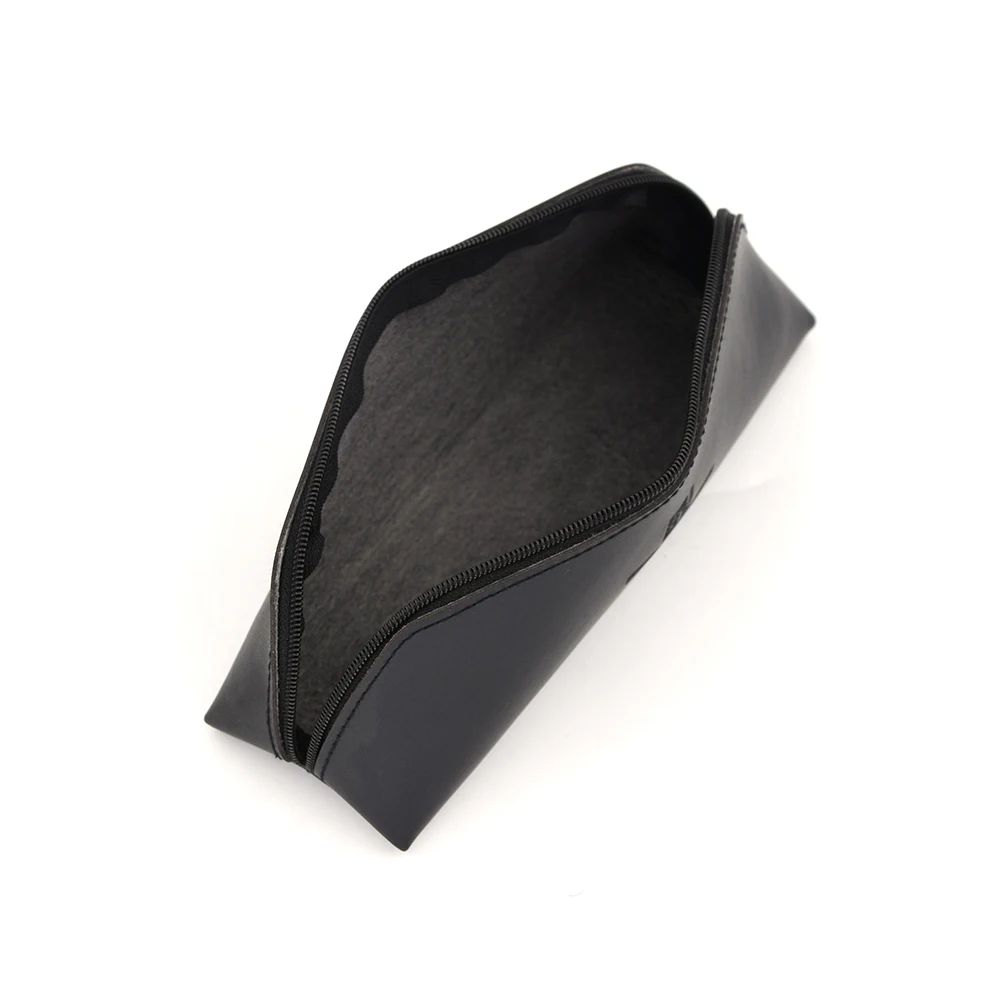 Zipper Closure Triangle Pencil Case Bag Emboss Logo Full Custom Zipper Lock Fancy Pencil Bag