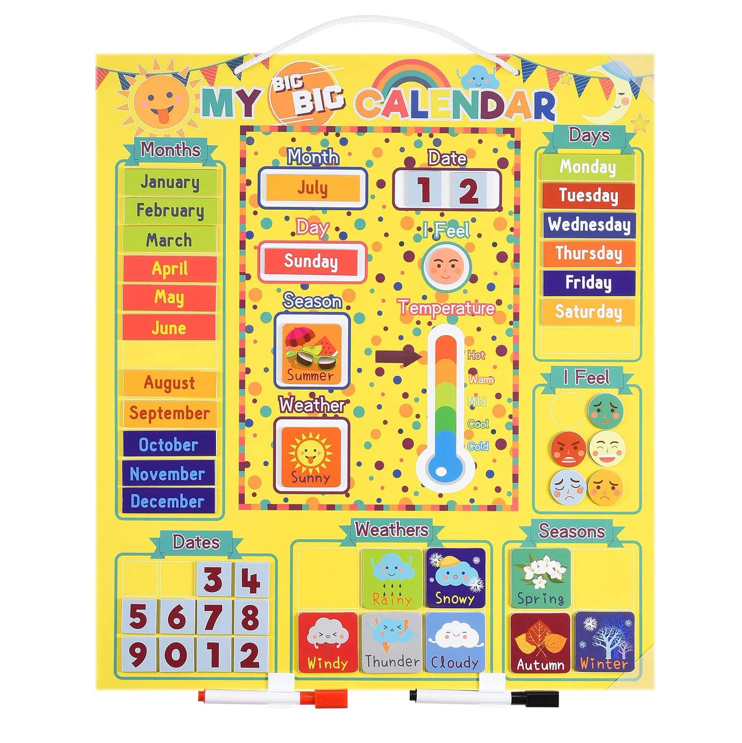 Daily Magnetic Calendar Preschool Learning Toys Weather Station for Kids Magnetic Calendar Chart